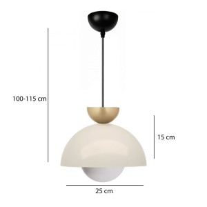 Φωτιστικό οροφής Marilia E27 μεταλλικό μονόφωτο χρώμα λευκό Ø25x115εκ.