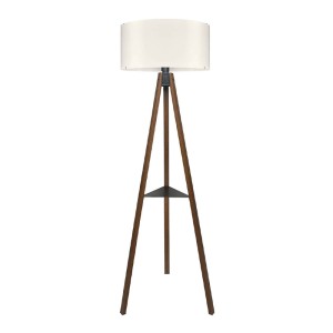 Φωτιστικό δαπέδου Thomas E27 Mdf/ύφασμα Pvc χρώμα καρυδί - κρεμ 38x38x135εκ.