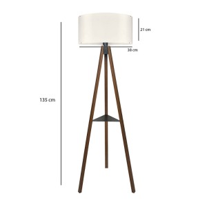 Φωτιστικό δαπέδου Thomas E27 Mdf/ύφασμα Pvc χρώμα καρυδί - κρεμ 38x38x135εκ.