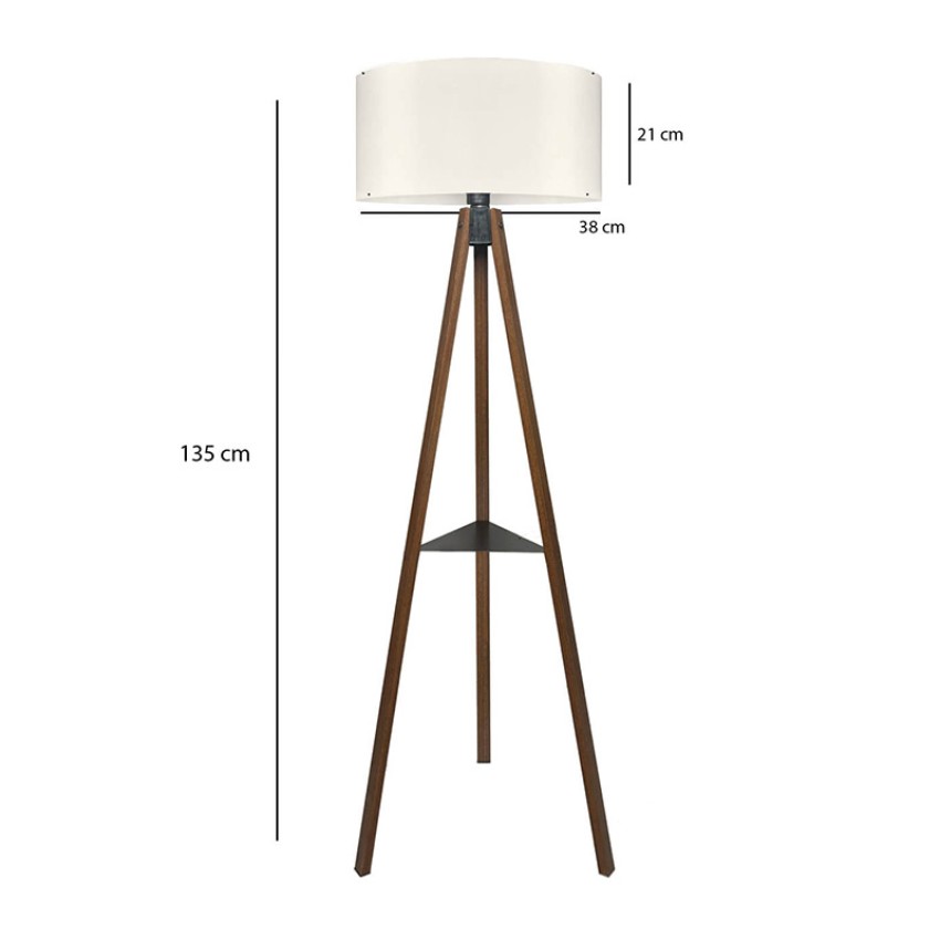 Φωτιστικό δαπέδου Thomas E27 Mdf/ύφασμα Pvc χρώμα καρυδί - κρεμ 38x38x135εκ.
