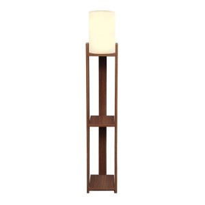 Φωτιστικό δαπέδου Verma I E27 Mdf/ύφασμα Pvc χρώμα καρυδί - κρεμ 18,5x18,5x142εκ.