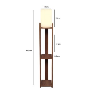 Φωτιστικό δαπέδου Verma I E27 Mdf/ύφασμα Pvc χρώμα καρυδί - κρεμ 18,5x18,5x142εκ.