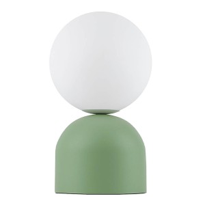 Φωτιστικό επιτραπέζιο Albus E14 μεταλλικό - γυάλινο χρώμα μέντα - λευκό Ø13x28εκ.