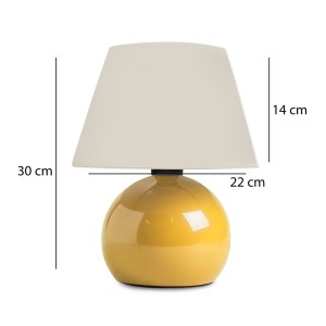 Φωτιστικό επιτραπέζιο Alaska E27 μεταλλικό - ύφασμα Pvc χρώμα κίτρινο - κρεμ Ø22x30εκ.