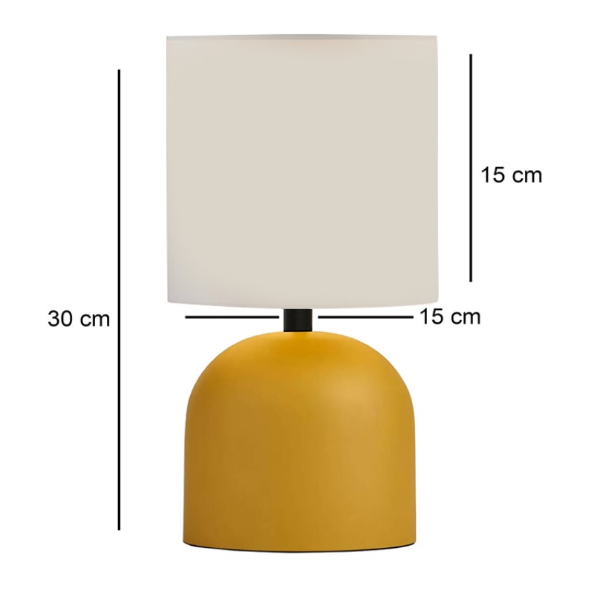 Φωτιστικό επιτραπέζιο Nehora E27 μεταλλικό - ύφασμα Pvc χρώμα κίτρινο - κρεμ Ø15x30εκ.