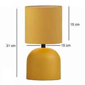 Φωτιστικό επιτραπέζιο Nehora E27 μεταλλικό - ύφασμα Pvc χρώμα κίτρινο Ø15x30εκ.