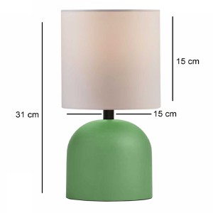 Φωτιστικό επιτραπέζιο Nehora E27 μεταλλικό - ύφασμα Pvc χρώμα πράσινο - κρεμ Ø15x30εκ.
