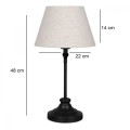 Φωτιστικό επιτραπέζιο Grace E27 μεταλλικό - ύφασμα Pvc χρώμα μαύρο - κρεμ Ø22x48εκ.