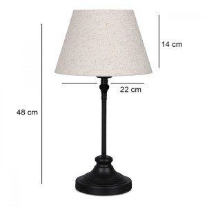 Φωτιστικό επιτραπέζιο Grace E27 μεταλλικό - ύφασμα Pvc χρώμα μαύρο - κρεμ Ø22x48εκ.