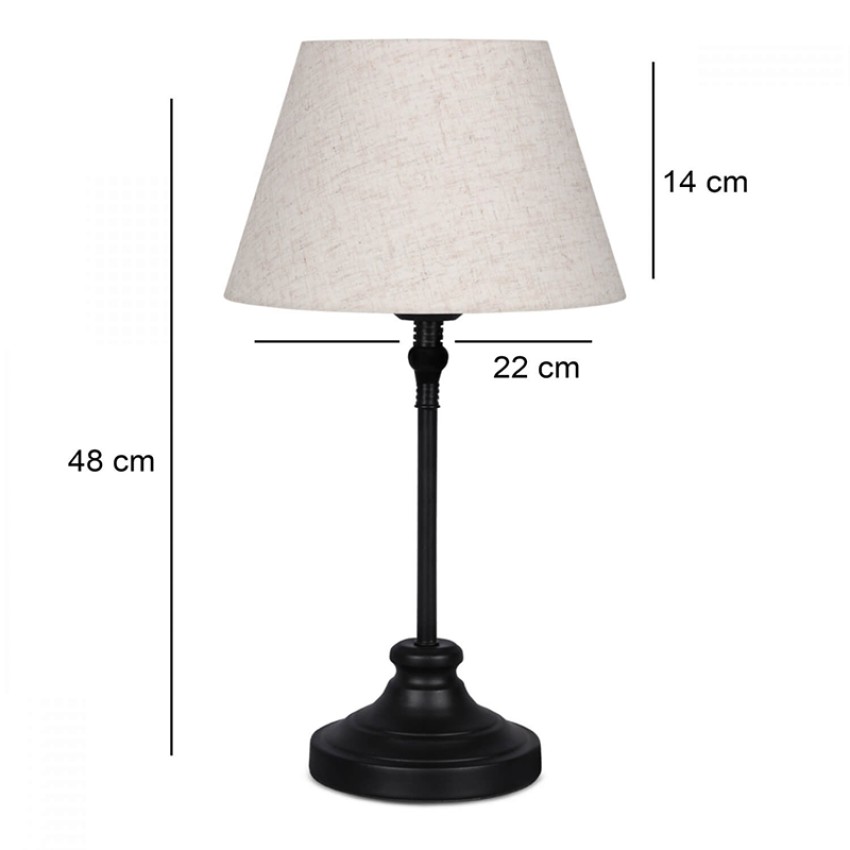 Φωτιστικό επιτραπέζιο Grace E27 μεταλλικό - ύφασμα Pvc χρώμα μαύρο - κρεμ Ø22x48εκ.