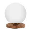 Φωτιστικό επιτραπέζιο Onda E27 ξύλινο -  γυάλινο χρώμα φυσικό - λευκό Ø15x22εκ.