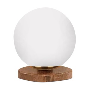 Φωτιστικό επιτραπέζιο Onda E27 ξύλινο -  γυάλινο χρώμα φυσικό - λευκό Ø15x22εκ.
