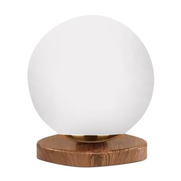 Φωτιστικό επιτραπέζιο Onda E27 ξύλινο -  γυάλινο χρώμα φυσικό - λευκό Ø15x22εκ.