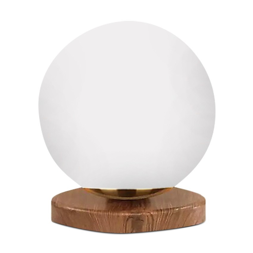 Φωτιστικό επιτραπέζιο Onda E27 ξύλινο -  γυάλινο χρώμα φυσικό - λευκό Ø15x22εκ.