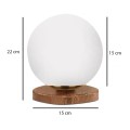 Φωτιστικό επιτραπέζιο Onda E27 ξύλινο -  γυάλινο χρώμα φυσικό - λευκό Ø15x22εκ.