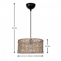 Φωτιστικό οροφής Montela E27 από σχοινί μονόφωτο χρώμα φυσικό Ø30x70εκ.