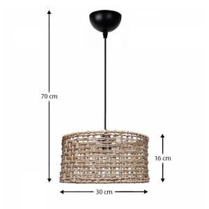 Φωτιστικό οροφής Montela E27 από σχοινί μονόφωτο χρώμα φυσικό Ø30x70εκ.