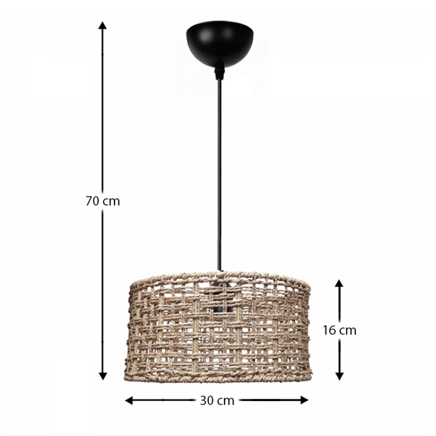 Φωτιστικό οροφής Montela E27 από σχοινί μονόφωτο χρώμα φυσικό Ø30x70εκ.