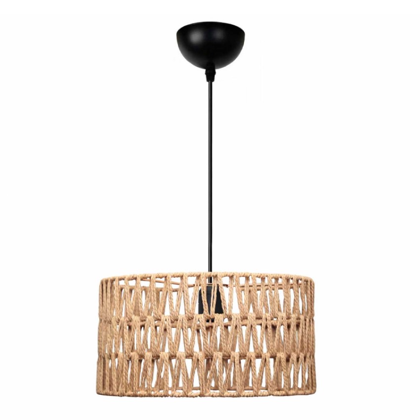 Φωτιστικό οροφής Sarkiz E27 από σχοινί μονόφωτο χρώμα φυσικό Ø30x70εκ.