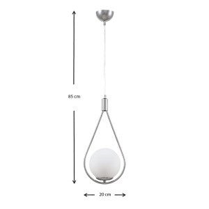 Φωτιστικό οροφής Shemesh E27  μεταλλικό μονόφωτο χρώμα ασημί 20x20x85εκ.