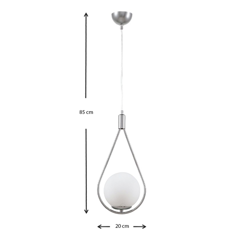 Φωτιστικό οροφής Shemesh E27  μεταλλικό μονόφωτο χρώμα ασημί 20x20x85εκ.