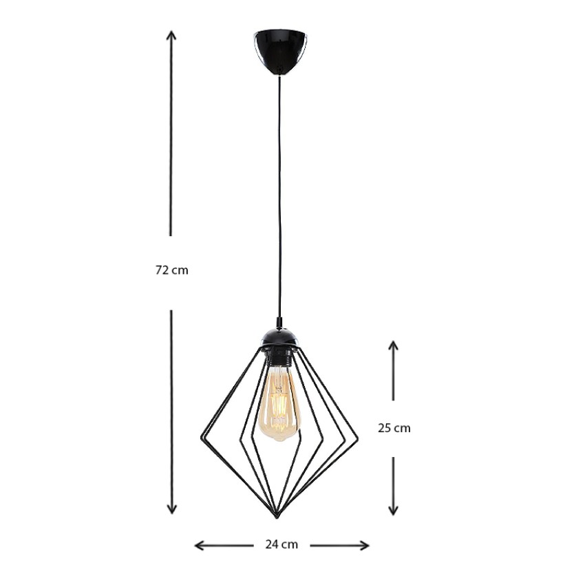 Φωτιστικό οροφής Nura E27 μεταλλικό μονόφωτο χρώμα μαύρο 24x24x72εκ. Φωτιστικό οροφής Nura E27 μεταλλικό μονόφωτο χρώμα μαύρο 24x24x72εκ.