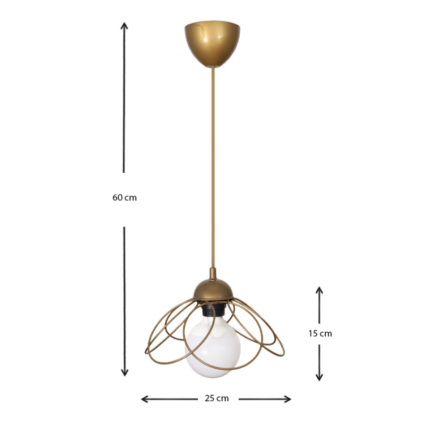 Φωτιστικό οροφής Zufash E14 μεταλλικό μονόφωτο χρώμα χρυσό 25x25x60εκ.