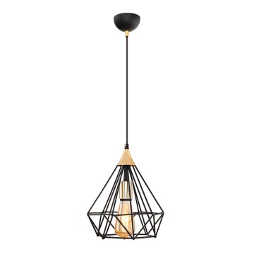 Φωτιστικό οροφής Hideki E27 μεταλλικό μονόφωτο χρώμα μαύρο 22x22x80εκ.