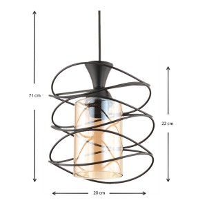 Φωτιστικό οροφής Sherwood E27 μεταλλικό μονόφωτο χρώμα μαύρο 20x20x71εκ.