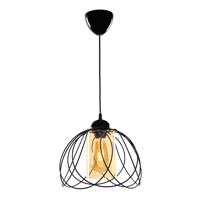 Φωτιστικό οροφής Abilene E27 μεταλλικό μονόφωτο χρώμα μαύρο 26x26x68εκ.