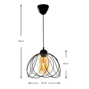 Φωτιστικό οροφής Abilene E27 μεταλλικό μονόφωτο χρώμα μαύρο 26x26x68εκ.