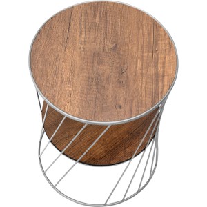 Βοηθητικό τραπεζάκι Jaspin μεταλλικό - Mdf χρώμα ασημί - καρυδί 32x32x44εκ.