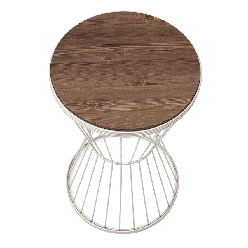 Βοηθητικό τραπεζάκι Hoffman μεταλλικό - Mdf χρώμα λευκό - καρυδί 35x35x58εκ.