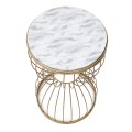 Βοηθητικό τραπεζάκι Pino μεταλλικό - Mdf χρώμα χρυσό - λευκό εφέ μαρμάρου 35x35x58εκ.