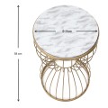 Βοηθητικό τραπεζάκι Pino μεταλλικό - Mdf χρώμα χρυσό - λευκό εφέ μαρμάρου 35x35x58εκ.