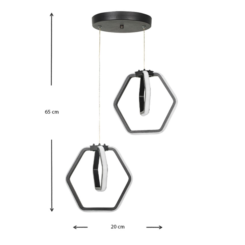 Φωτιστικό οροφής Led Holt μεταλλικό δίφωτο χρώμα μαύρο 20x20x68εκ.