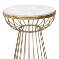 Βοηθητικό τραπεζάκι Mantare μεταλλικό - Mdf χρώμα χρυσό - λευκό εφέ μαρμάρου 35x35x58εκ.