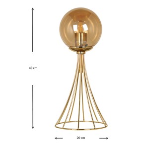 Φωτιστικό επιτραπέζιο Chavi E27 μεταλλικό χρώμα χρυσό 20x20x40εκ.