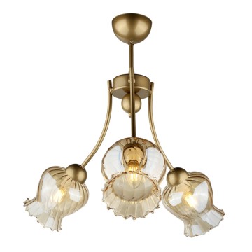 Φωτιστικό οροφής Kobe E27 μεταλλικό τρίφωτο χρώμα χρυσό 40x40x50εκ.