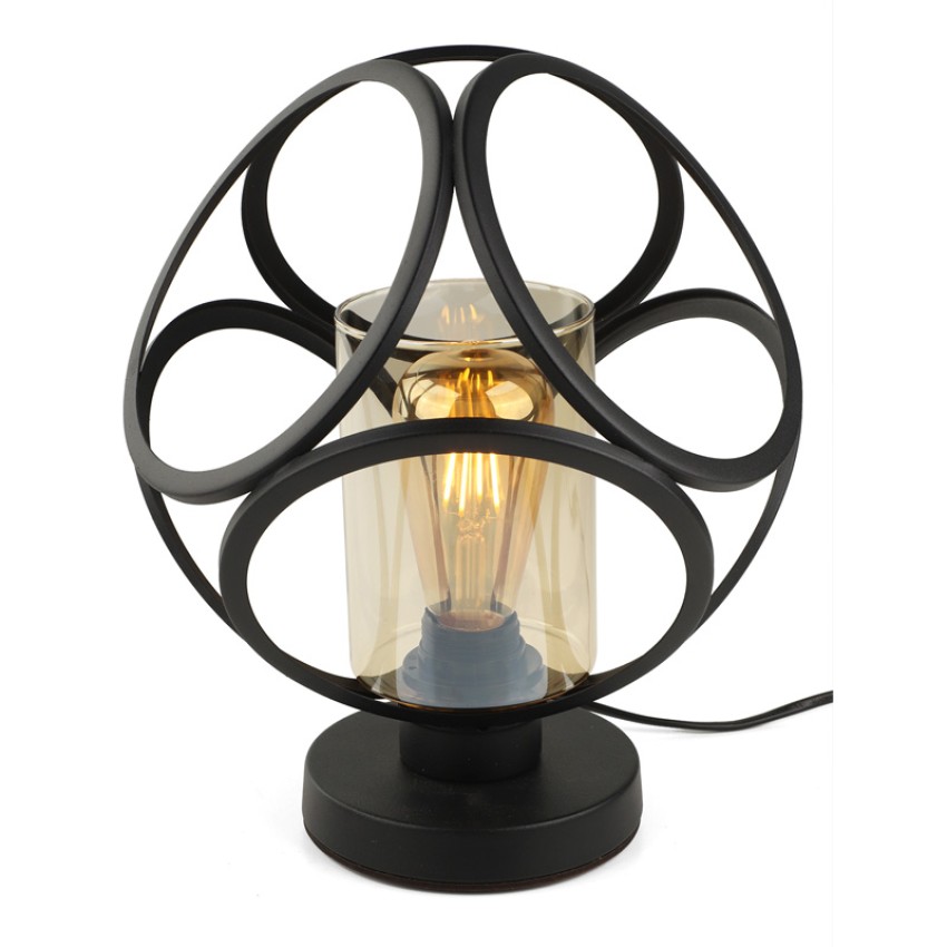 Φωτιστικό επιτραπέζιο Silvia E27 μεταλλικό χρώμα μαύρο 20x20x25εκ.