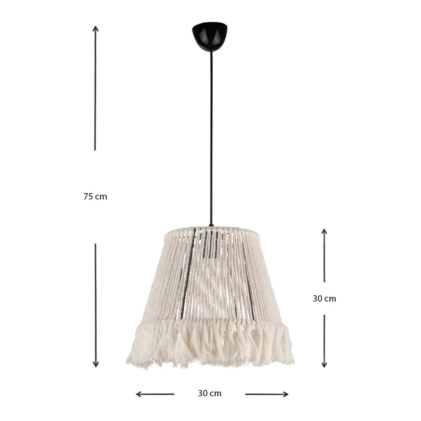 Φωτιστικό οροφής Braga E27 από σχοινί μονόφωτο χρώμα λευκό 30x30x75εκ.