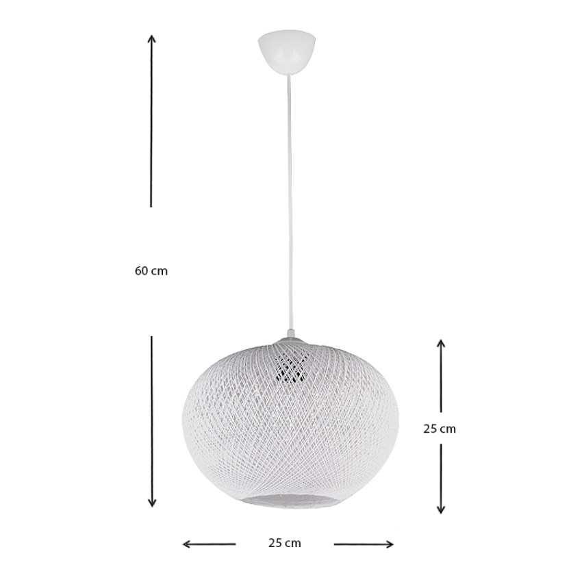 Φωτιστικό οροφής Visca E27 από σχοινί μονόφωτο χρώμα λευκό 25x25x60εκ.