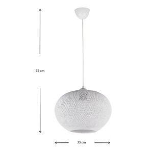 Φωτιστικό οροφής Visca E27 από σχοινί μονόφωτο χρώμα λευκό 35x35x75εκ.