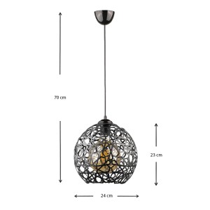 Φωτιστικό οροφής Dominico E27 μεταλλικό μονόφωτο χρώμα μαύρο 24x24x70εκ.