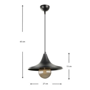 Φωτιστικό οροφής Silia E27 μεταλλικό μονόφωτο χρώμα μαύρο 27x27x65εκ.