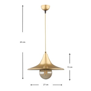 Φωτιστικό οροφής Silia E27 μεταλλικό μονόφωτο χρώμα χρυσό 27x27x65εκ.