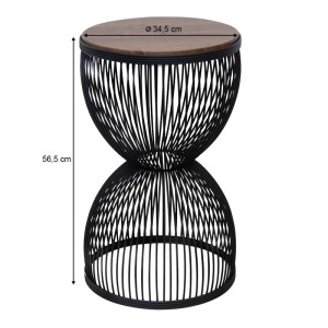 Τραπεζάκι βοηθητικό Stella μεταλλικό - Mdf χρώμα μαύρο - καρυδί Ø34,5x56,5εκ.