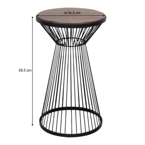 Τραπεζάκι βοηθητικό Cresta μεταλλικό - Mdf χρώμα μαύρο - καρυδί Ø34,5x58,5εκ.