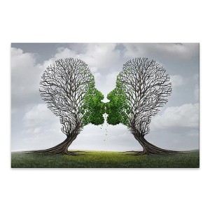 Πίνακας σε καμβά "Trees Growing With Love" ψηφιακής εκτύπωσης 75x50x3εκ.