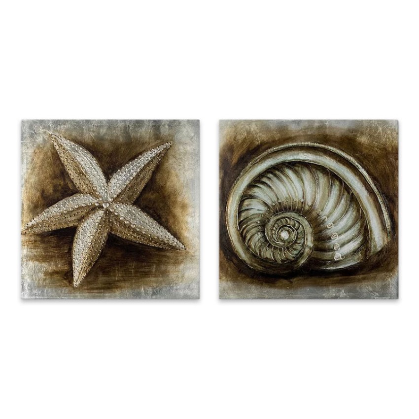 Πίνακες σε καμβά "Starfish - Shell" 2 τμχ. ψηφιακής εκτύπωσης 103x50x3εκ.